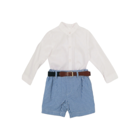 Camisa y pantalón vichy Azul con cinturón