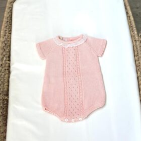 Conjunto hilo con cuello puntilla Rosa